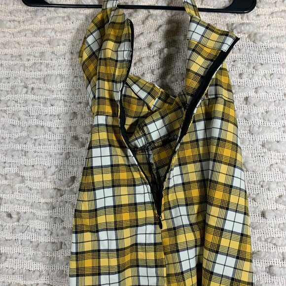 HM WOMENS SIZE 0 X SMALL DRESS PLAID YELLOW BLACK CLUELESS 2000S VINTAGE SCHOOL - Picture 10 of 13